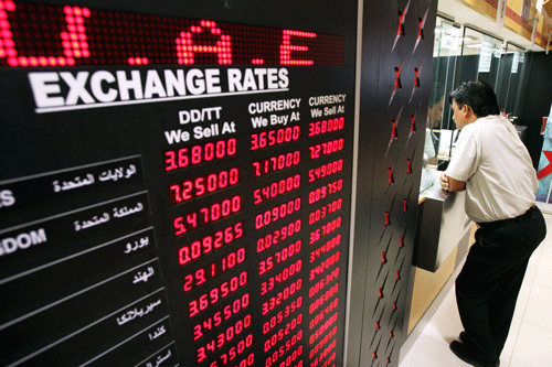 exchange rate rupee against dirhams